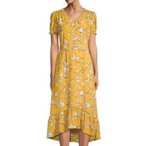 Karl Lagerfeld Yellow Floral Tiered Dress Size 8 NWT
